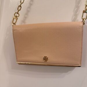 Tory Burch Beige Crossbody Bag with Gold Accents